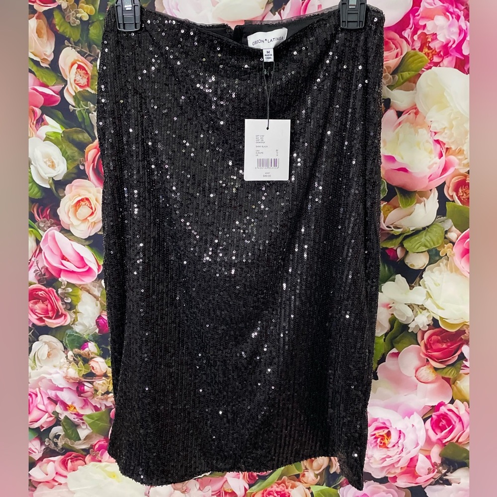 Gibson Latimer Black Sequin Skirt Size M